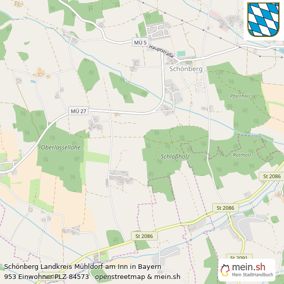 Schönberg Landkreis Mühldorf am Inn Lageplan © Openstreetmap Contributors Schönberg Großes Dorf Lageplan