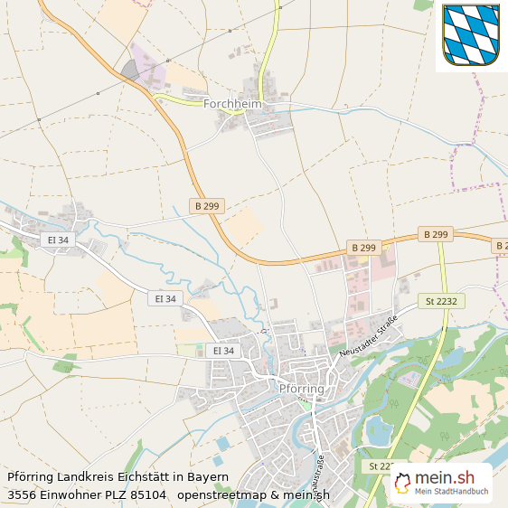 Pförring Landkreis Eichstätt Lageplan © Openstreetmap Contributors Pförring Landstadt Lageplan