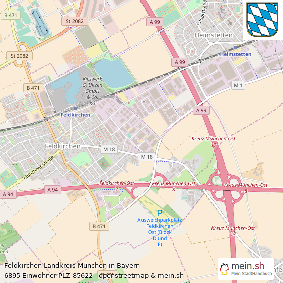 Feldkirchen Landkreis München Lageplan © Openstreetmap Contributors Feldkirchen Große Landstadt Lageplan