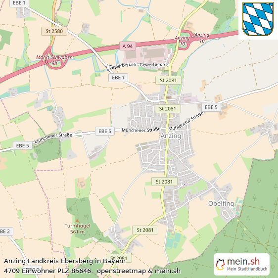 Anzing Landkreis Ebersberg Lageplan © Openstreetmap Contributors Anzing Landstadt Lageplan