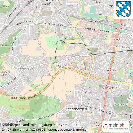 Stadtbergen Kleinstadt Lageplan