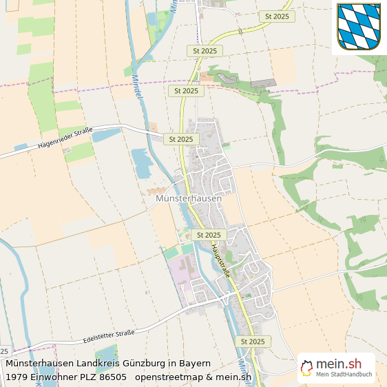 Münsterhausen Landkreis Günzburg Lageplan © Openstreetmap Contributors Münsterhausen Großes Dorf Lageplan