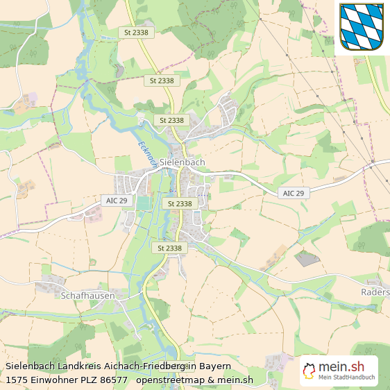 Sielenbach Landkreis Aichach-Friedberg Lageplan © Openstreetmap Contributors Sielenbach Großes Dorf Lageplan
