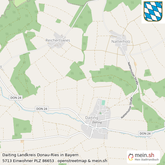 Daiting Landkreis Donau-Ries Lageplan © Openstreetmap Contributors Daiting Dorf Lageplan