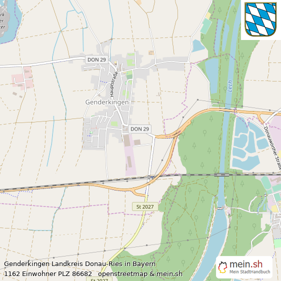 Genderkingen Landkreis Donau-Ries Lageplan © Openstreetmap Contributors Genderkingen Großes Dorf Lageplan