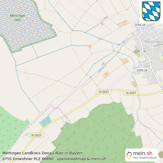 Mertingen Landkreis Donau-Ries Lageplan © Openstreetmap Contributors Mertingen Landstadt Lageplan