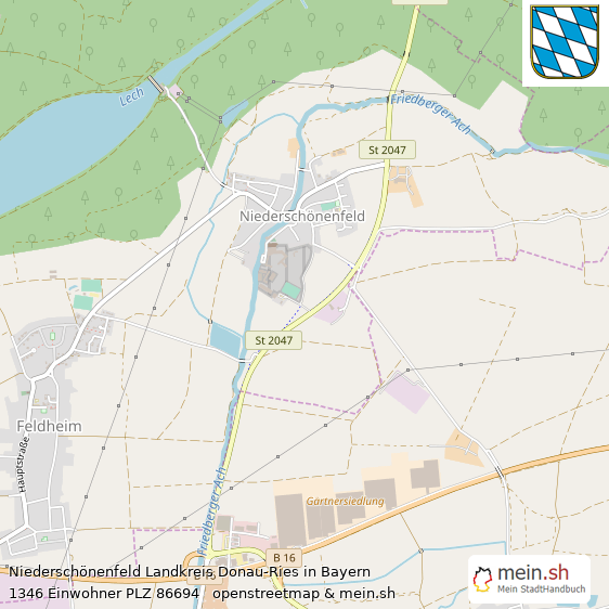 Niederschönenfeld Landkreis Donau-Ries Lageplan © Openstreetmap Contributors Niederschönenfeld Großes Dorf Lageplan