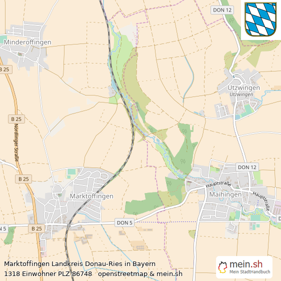 Marktoffingen Landkreis Donau-Ries Lageplan © Openstreetmap Contributors Marktoffingen Großes Dorf Lageplan