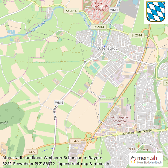 Altenstadt Landkreis Weilheim-Schongau Lageplan © Openstreetmap Contributors Altenstadt Kleinstadt Lageplan