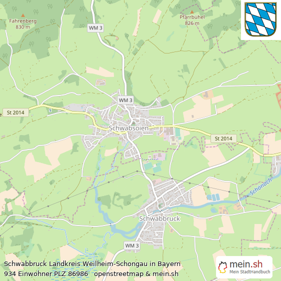 Schwabbruck Landkreis Weilheim-Schongau Lageplan © Openstreetmap Contributors Schwabbruck Dorf Lageplan