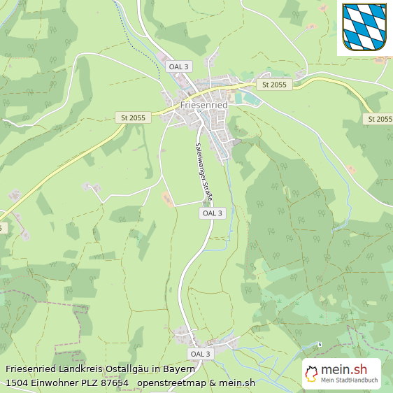 Friesenried Landkreis Ostallgäu Lageplan © Openstreetmap Contributors Friesenried Großes Dorf Lageplan