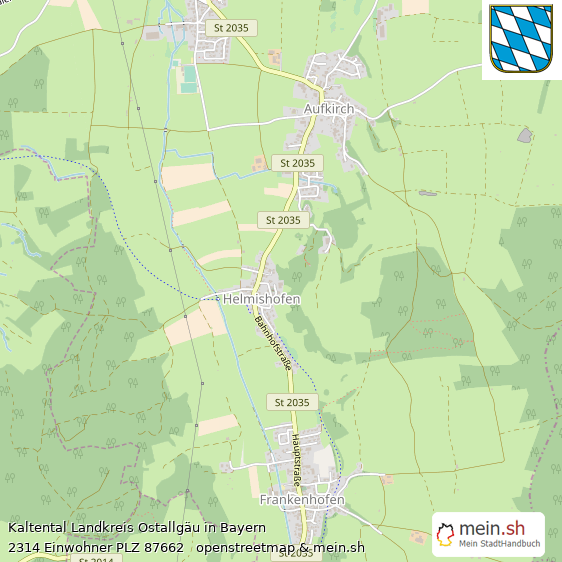 Kaltental Landkreis Ostallgäu Lageplan © Openstreetmap Contributors Kaltental Großes Dorf Lageplan