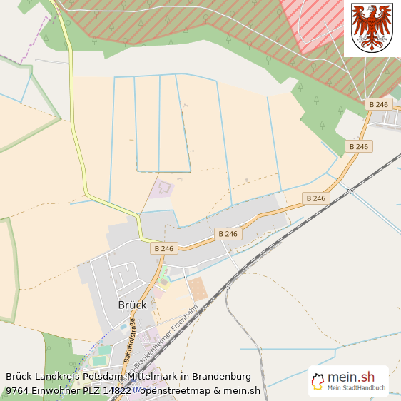 Brück Landkreis Potsdam-Mittelmark Lageplan © Openstreetmap Contributors Brück Großes Dorf Lageplan
