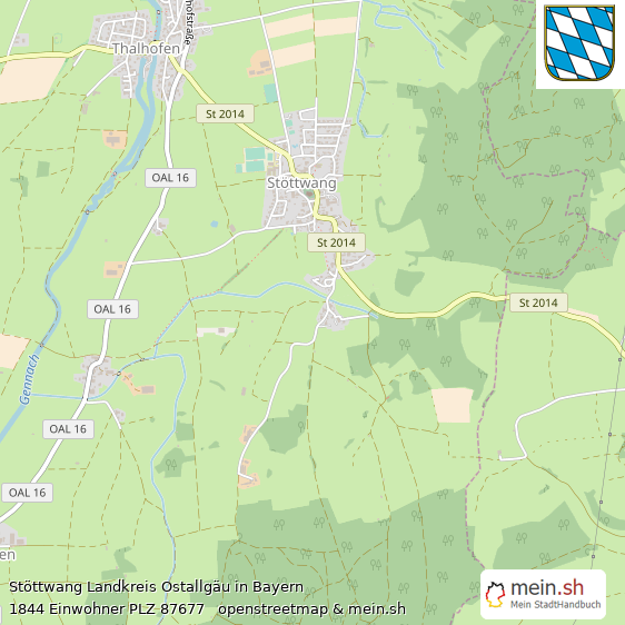 Stöttwang Landkreis Ostallgäu Lageplan © Openstreetmap Contributors Stöttwang Großes Dorf Lageplan