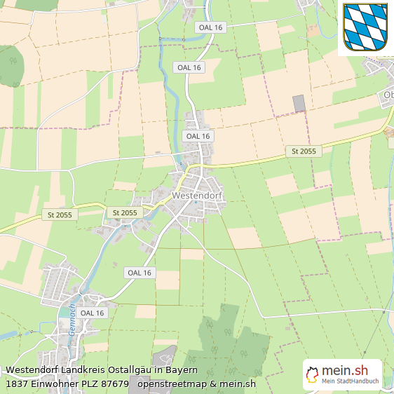 Westendorf Landkreis Ostallgäu Lageplan © Openstreetmap Contributors Westendorf Großes Dorf Lageplan