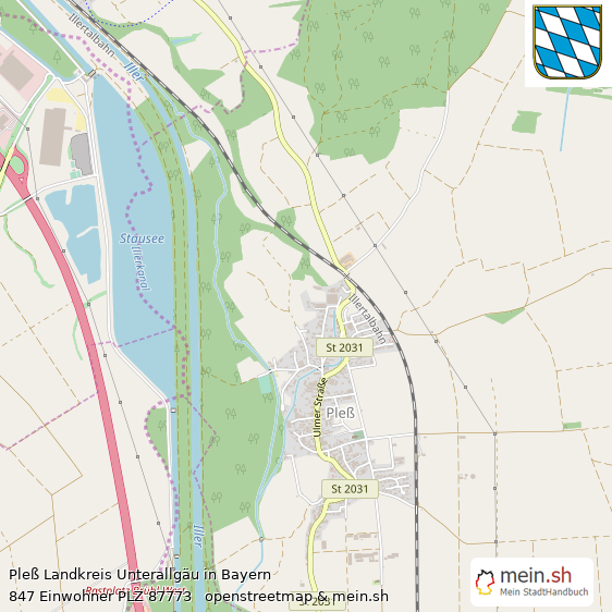 Pleß Landkreis Unterallgäu Lageplan © Openstreetmap Contributors Pleß Dorf Lageplan