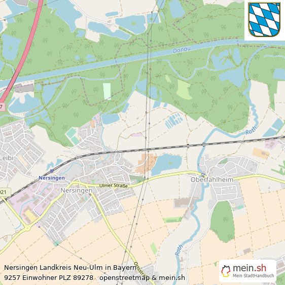 Nersingen Landkreis Neu-Ulm Lageplan © Openstreetmap Contributors Nersingen Große Landstadt Lageplan