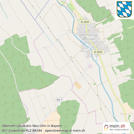 Oberroth Landkreis Neu-Ulm Lageplan © Openstreetmap Contributors Oberroth Dorf Lageplan