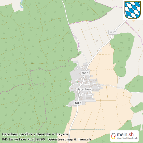 Osterberg Landkreis Neu-Ulm Lageplan © Openstreetmap Contributors Osterberg Dorf Lageplan