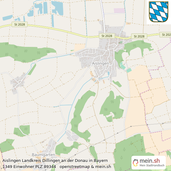 Aislingen Landkreis Dillingen an der Donau Lageplan © Openstreetmap Contributors Aislingen Großes Dorf Lageplan