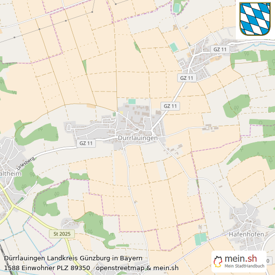 Dürrlauingen Landkreis Günzburg Lageplan © Openstreetmap Contributors Dürrlauingen Großes Dorf Lageplan