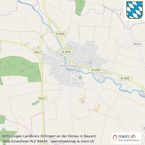 Wittislingen Landkreis Dillingen an der Donau Lageplan © Openstreetmap Contributors Wittislingen Landstadt Lageplan