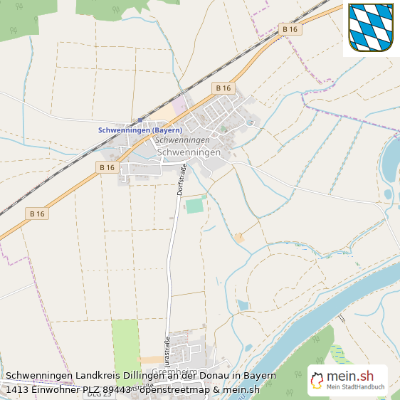 Schwenningen Landkreis Dillingen an der Donau Lageplan © Openstreetmap Contributors Schwenningen Großes Dorf Lageplan