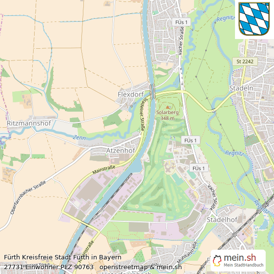 Fürth Kreisfreie Stadt Fürth Lageplan © Openstreetmap Contributors Fürth Kleinstadt Lageplan