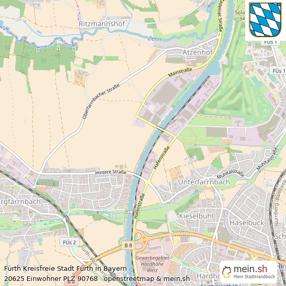 Fürth Kreisfreie Stadt Fürth Lageplan © Openstreetmap Contributors Fürth Kleinstadt Lageplan