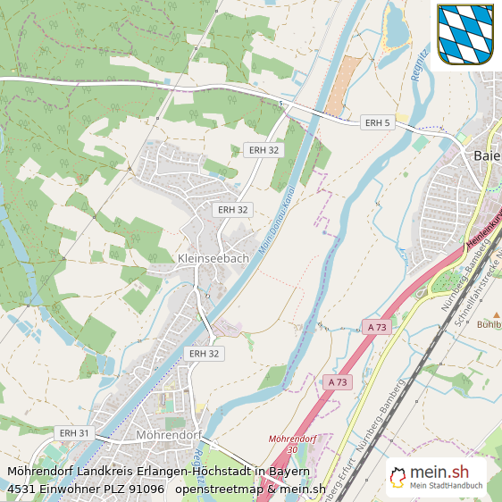 Möhrendorf Landkreis Erlangen-Höchstadt Lageplan © Openstreetmap Contributors Möhrendorf Landstadt Lageplan