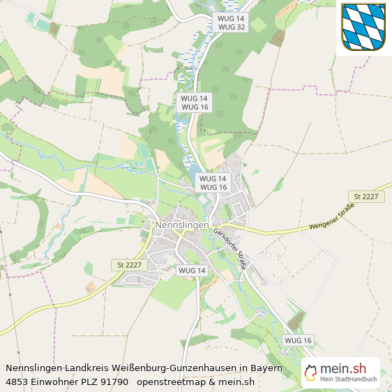 Nennslingen Landkreis Weißenburg-Gunzenhausen Lageplan © Openstreetmap Contributors Nennslingen Großes Dorf Lageplan