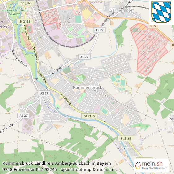 Kümmersbruck Landkreis Amberg-Sulzbach Lageplan © Openstreetmap Contributors Kümmersbruck Große Landstadt Lageplan