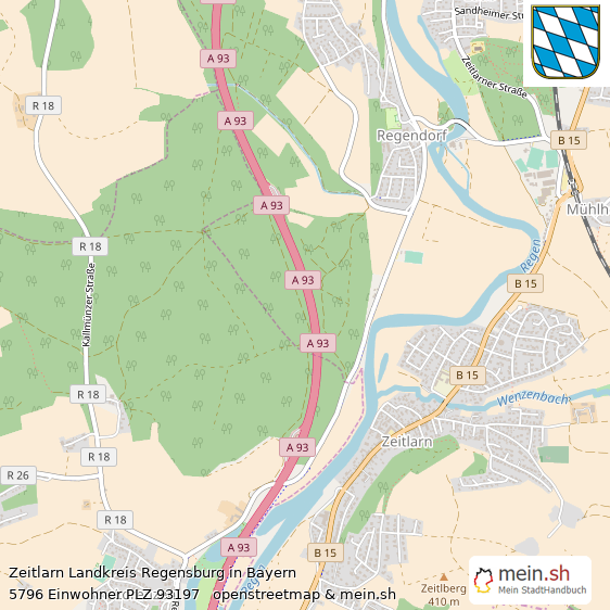 Zeitlarn Landkreis Regensburg Lageplan © Openstreetmap Contributors Zeitlarn Große Landstadt Lageplan