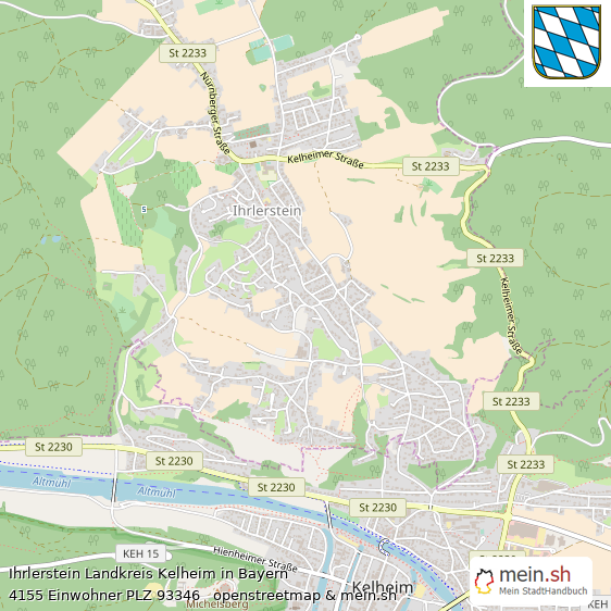 Ihrlerstein Landkreis Kelheim Lageplan © Openstreetmap Contributors Ihrlerstein Landstadt Lageplan