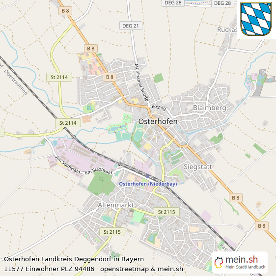 Osterhofen Landkreis Deggendorf Lageplan © Openstreetmap Contributors Osterhofen Kleinstadt Lageplan