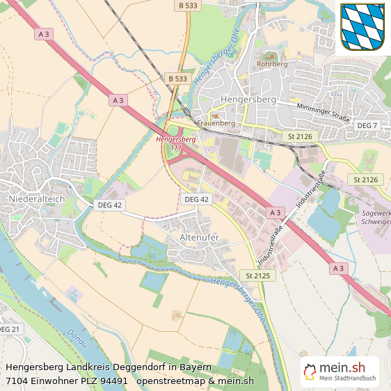 Hengersberg Landkreis Deggendorf Lageplan © Openstreetmap Contributors Hengersberg Große Landstadt Lageplan