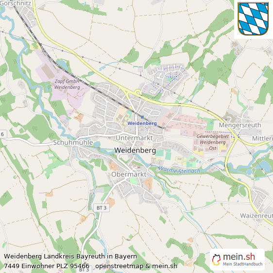 Weidenberg Landkreis Bayreuth Lageplan © Openstreetmap Contributors Weidenberg Große Landstadt Lageplan