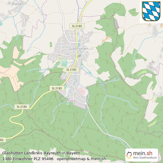 Glashütten Landkreis Bayreuth Lageplan © Openstreetmap Contributors Glashütten Große Landstadt Lageplan