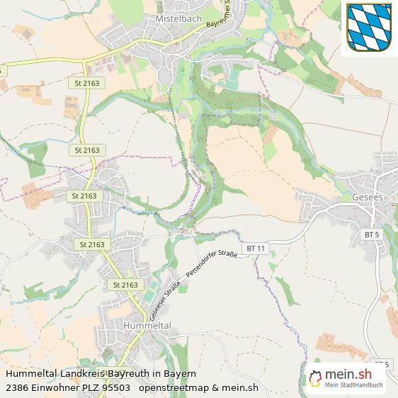 Hummeltal Landkreis Bayreuth Lageplan © Openstreetmap Contributors Hummeltal Landstadt Lageplan