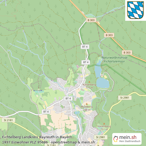 Fichtelberg Landkreis Bayreuth Lageplan © Openstreetmap Contributors Fichtelberg Großes Dorf Lageplan