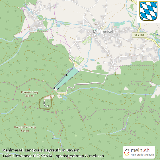 Mehlmeisel Landkreis Bayreuth Lageplan © Openstreetmap Contributors Mehlmeisel Großes Dorf Lageplan