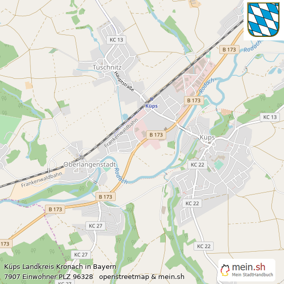 Küps Landkreis Kronach Lageplan © Openstreetmap Contributors Küps Große Landstadt Lageplan
