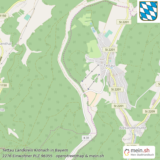 Tettau Landkreis Kronach Lageplan © Openstreetmap Contributors Tettau Landstadt Lageplan
