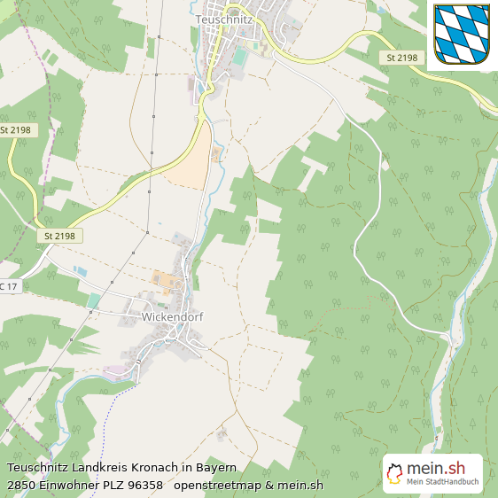 Teuschnitz Landkreis Kronach Lageplan © Openstreetmap Contributors Teuschnitz Landstadt Lageplan