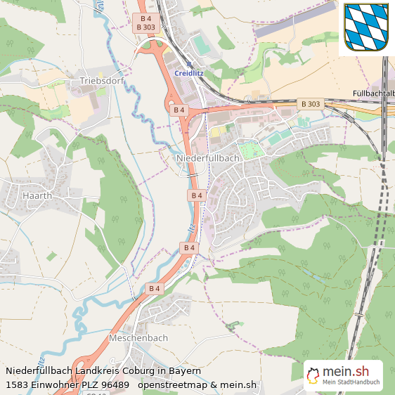 Niederfüllbach Landkreis Coburg Lageplan © Openstreetmap Contributors Niederfüllbach Großes Dorf Lageplan