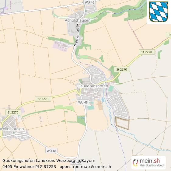 Gaukönigshofen Landkreis Würzburg Lageplan © Openstreetmap Contributors Gaukönigshofen Landstadt Lageplan