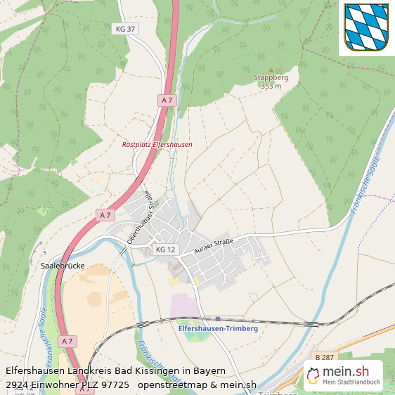 Elfershausen Landkreis Bad Kissingen Lageplan © Openstreetmap Contributors Elfershausen Landstadt Lageplan
