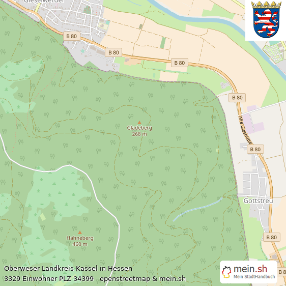 Oberweser Landkreis Kassel Lageplan © Openstreetmap Contributors Oberweser Landstadt Lageplan