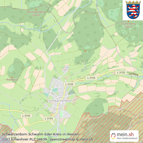Schwarzenborn Schwalm-Eder-Kreis Lageplan © Openstreetmap Contributors Schwarzenborn Großes Dorf Lageplan