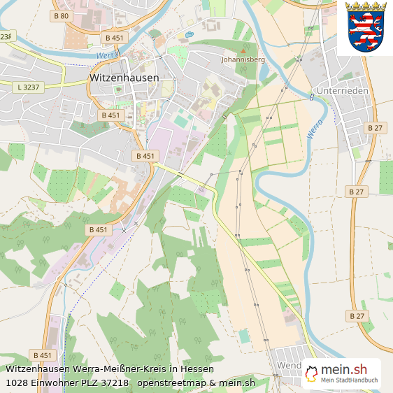 Witzenhausen Werra-Meißner-Kreis Lageplan © Openstreetmap Contributors Witzenhausen Kleinstadt Lageplan